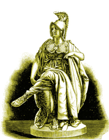 Minerva sitting on her throne